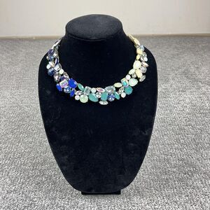 J Crew Brulee Statement Necklace Multicolor Rhinestone Crystal Ombre Jewelry